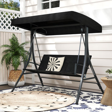 Tangkula 3 Person Wicker Porch Swing for Backyard