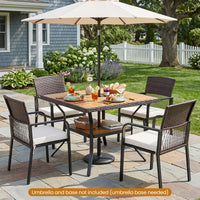 Tangkula 37" Square Wood Patio Dining Table for 4