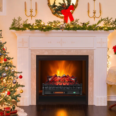 Tangkula 26 Inch Electric Fireplace Insert Log with Adjustable Flame & Brightness