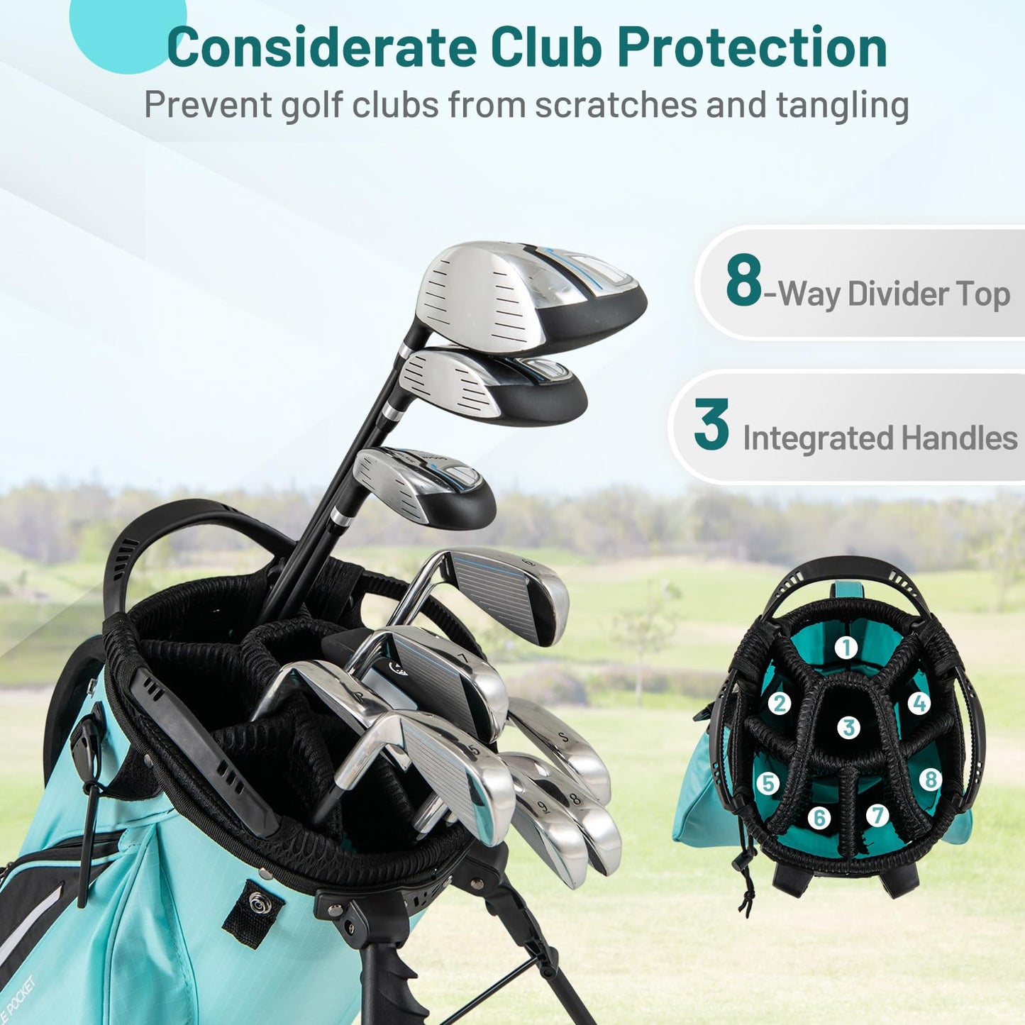 Tangkula Golf Stand Bag w/8 Way Top Dividers