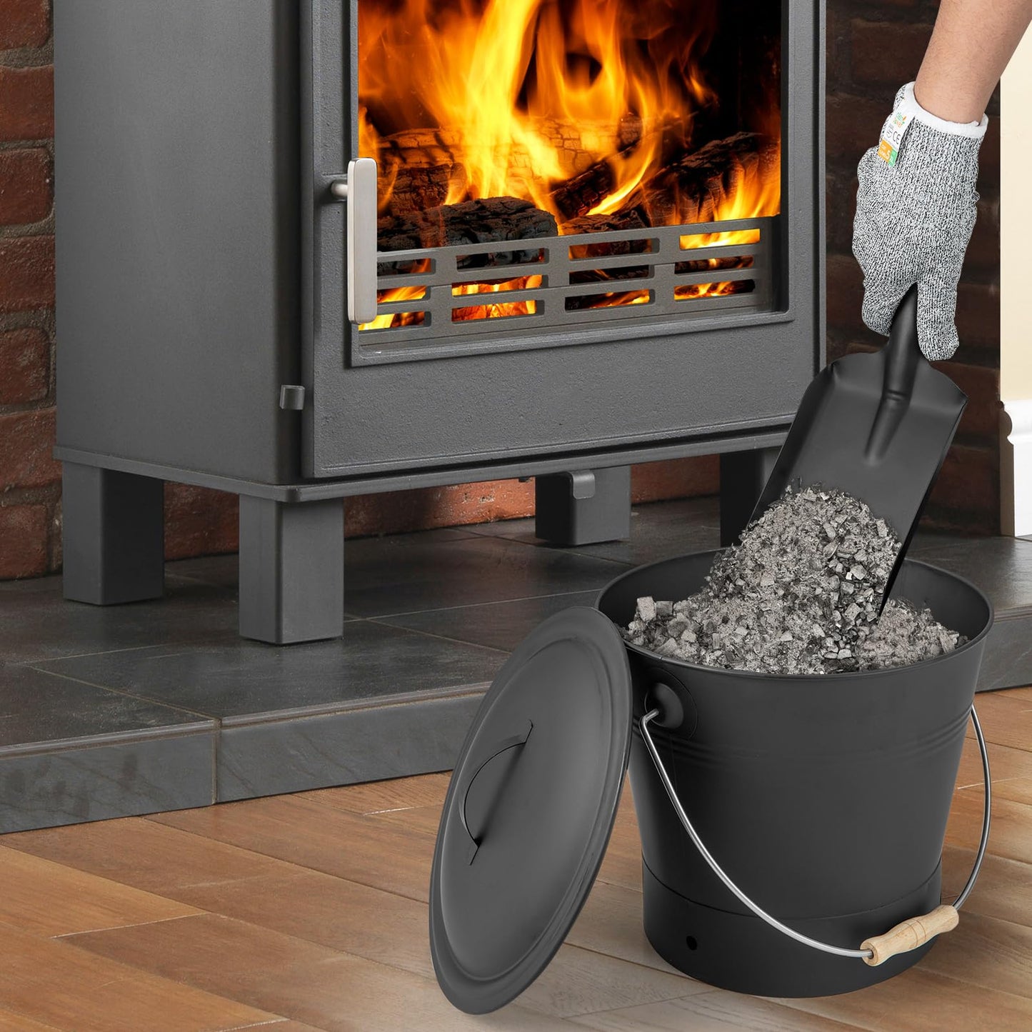 Tangkula 2 Gallon Metal Fireplace Bucket with Handle