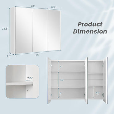 Tangkula 36" Bathroom Medicine Cabinet with Adjustable Shelf