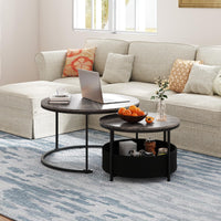 Tangkula Round Nesting Coffee Table Set of 2