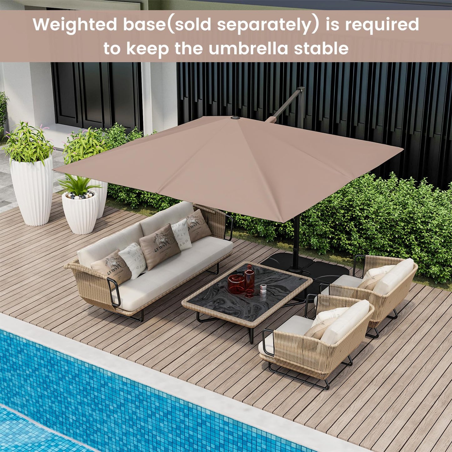 TANGKULA 9.5 FT Cantilever Patio Umbrella, Outdoor Square Offset Umbrella with 360-degree Rotation