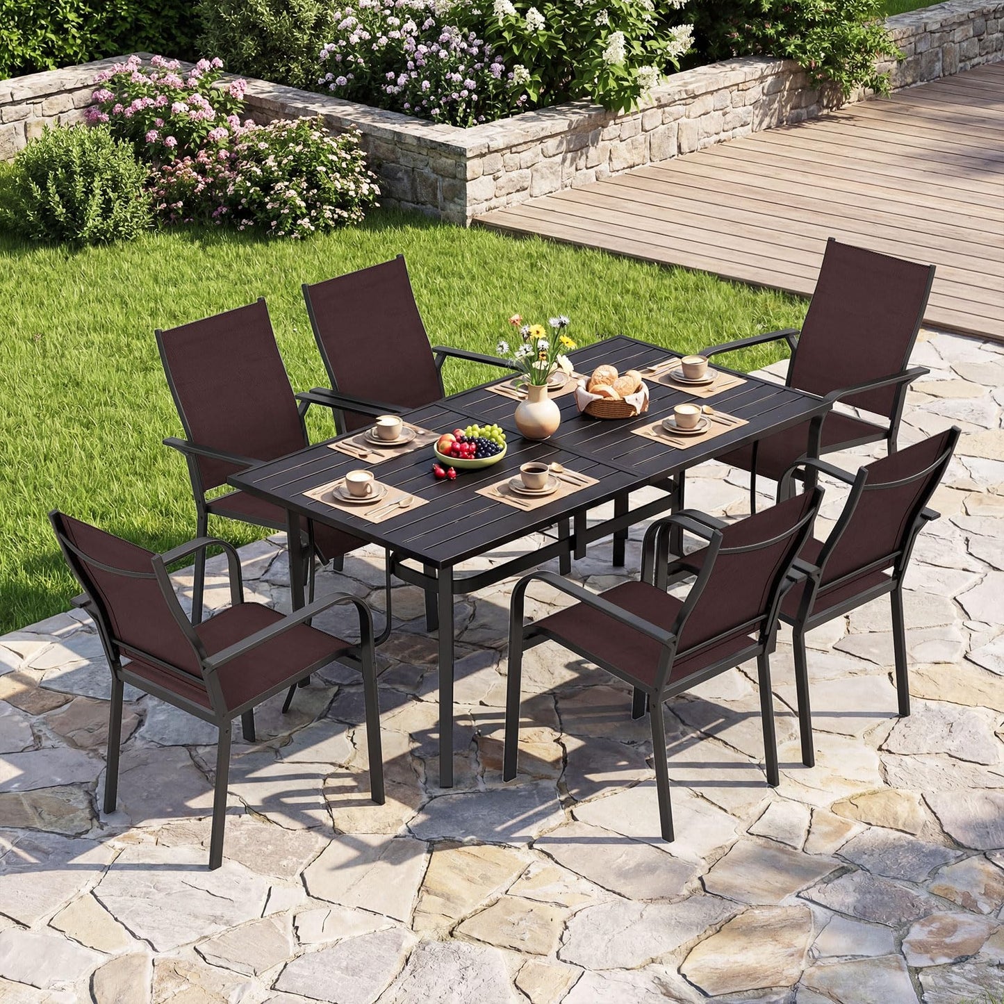 Tangkula 7 Pieces Patio Dining Set for 6