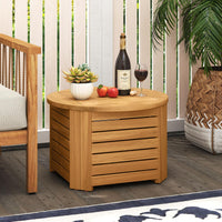 Tangkula 2-in-1 Outdoor Side Table with Storage with Umbrella Hole & Removable Base