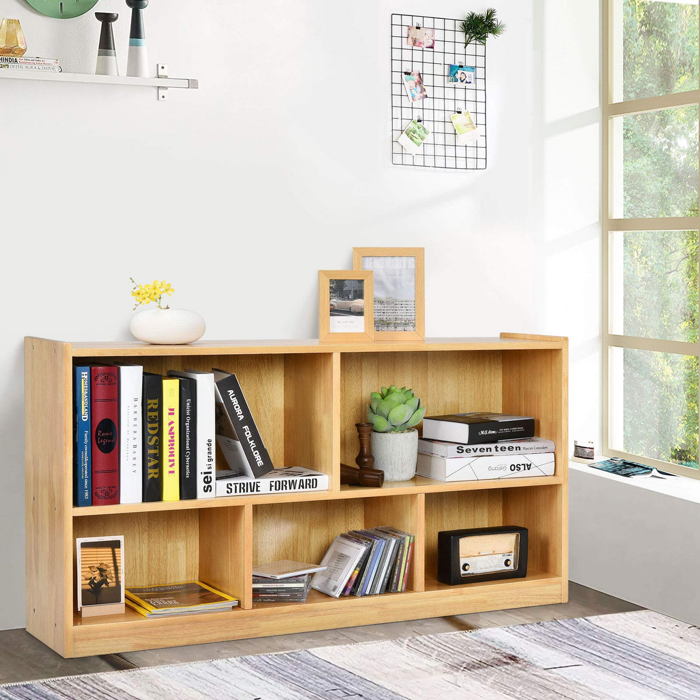 Tangkula Wood Storage Cube Bookcase, Multipurpose Display Storage Cabinet