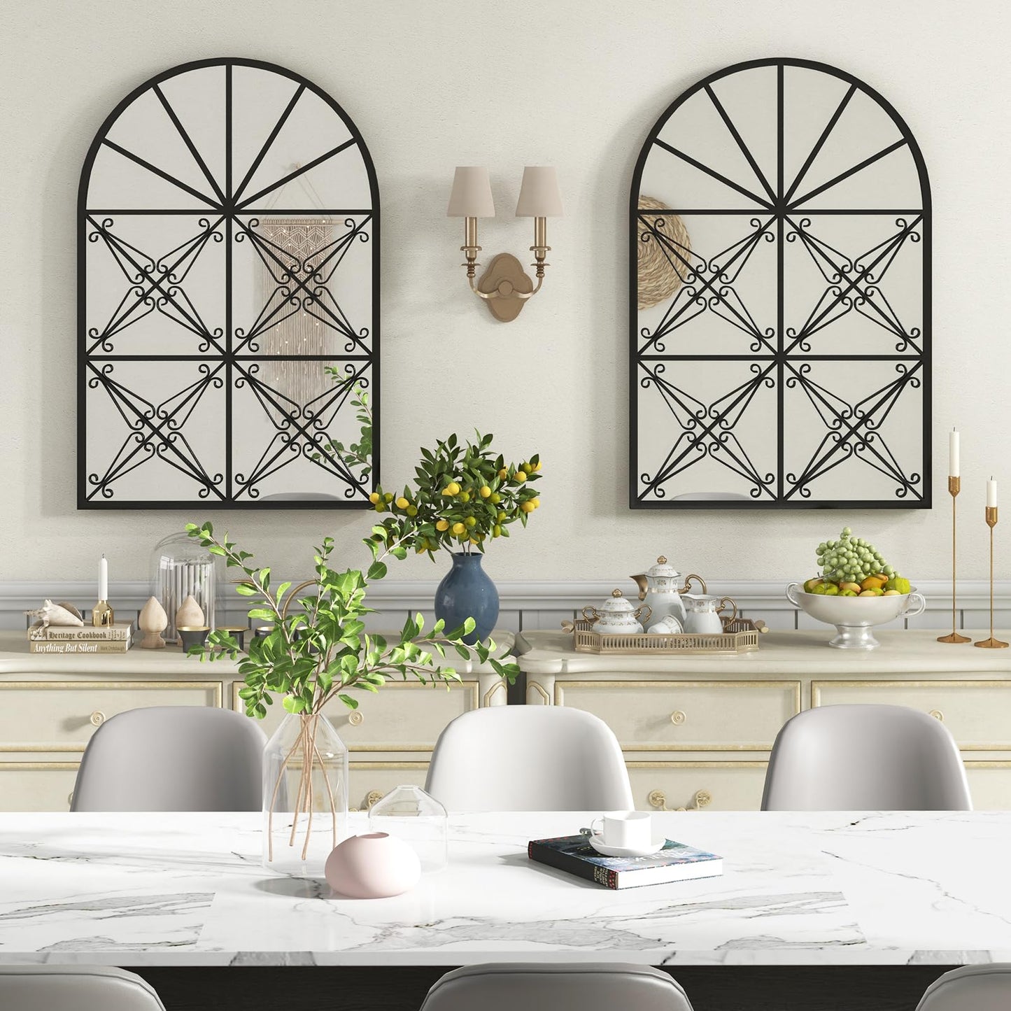 Tangkula 23" x 34" Arched Window Mirror, Modern Decorative Arch Mirror