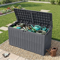 Tangkula 100/120/180 Gallon Waterproof Outdoor Storage Box with Lockable Lid
