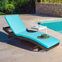 Tangkula Outdoor Folding Chaise Lounge, Rattan Patio Lounge Chair with Removable Thick Cushion, 5 Adjustable Levels