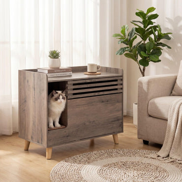 Tangkula Farmhouse Litter Box Enclosure