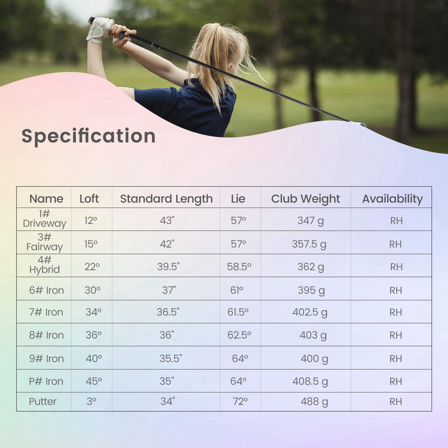 Ensemble complet de 9 clubs de golf Tangkula pour femmes, droitières