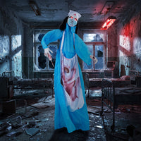 Tangkula 6.1 FT Halloween Standing Animatronics Zombie Nurse Holding Syring