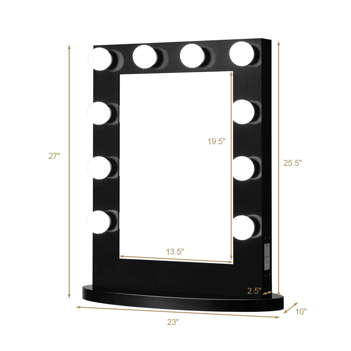 Tangkula Hollywood Makeup Vanity Mirror with Lights, Standing Vanity Makeup Mirror with Detachable Base