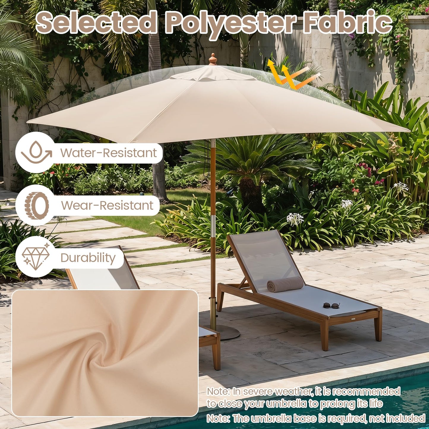 Tangkula 7 FT Patio Umbrella with Tilt Adjustment | Rectangular