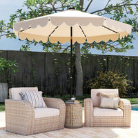 Tangkula 10FT Solar LED Patio Umbrella 2-Tiers Scalloped Outdoor Table Market Umbrella