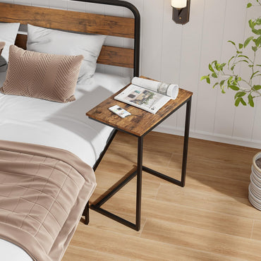 Tangkula Table d'appoint en C avec plateau de lit et cadre en métal