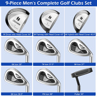 Tangkula Ensemble complet de 10 clubs de golf pour homme, droitier