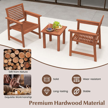 Tangkula 3-Piece Patio Furniture Set, Outdoor Bistro Set w/2 Seat Cushions, Coffee Table