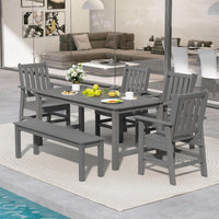 Tangkula 6 Pcs Patio Dining Bench Set for Garden