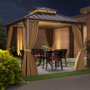 Tangkula 10 X 10 FT Hardtop Gazebo with Netting
