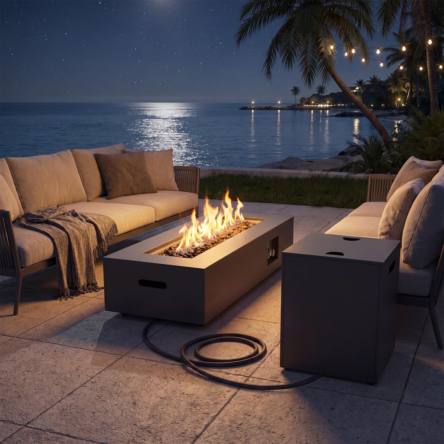 Tangkula 2 Piece Propane Fire Pit Table Set with Tank Holder