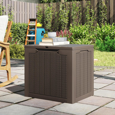 Tangkula 30 Gallon Outdoor Storage Box Resin Storage Bench with Lockable Lid