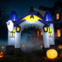 Tangkula 10 FT Halloween Lighted Inflatable Haunted House Castle Archway