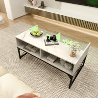 Tangkula LED Coffee Table with 4 Storage Cubes
