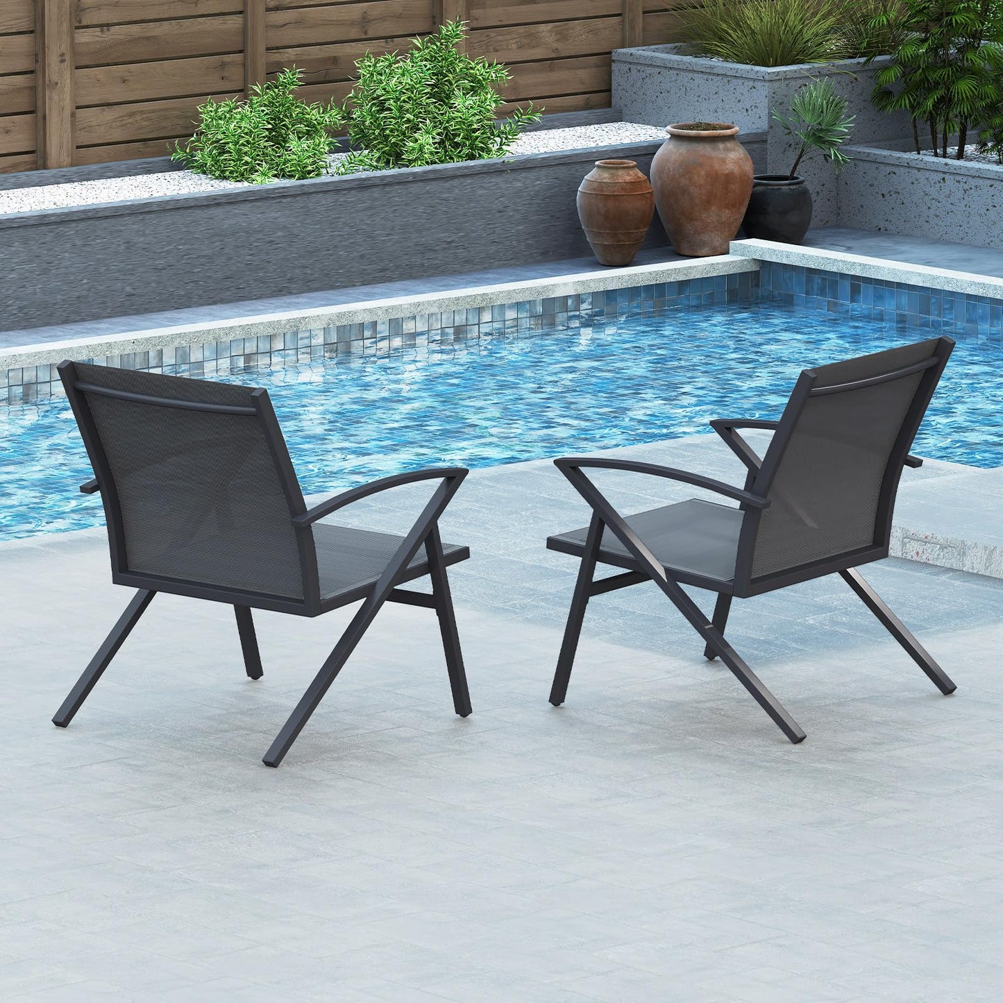Tangkula Chaise de patio, lot de 2 ou 4, avec cadre en métal robuste