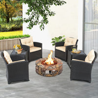Ensemble de meubles de patio 7 pièces Tangkula avec table brasero au propane de 40 000 BTU (marron)