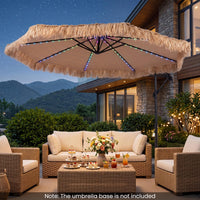 Tangkula 10 FT Solar Tiki Patio Umbrella with 96 Multi-color Flowing LED Lights