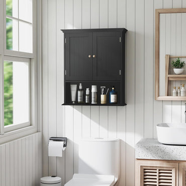 Tangkula Bathroom Wall Cabinet with Doors & Shelves