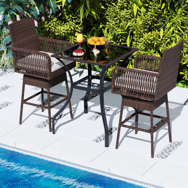 Tangkula Patio 360° Swivel Bar Stool for Backyard