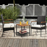 Ensemble de 2 chaises de jardin en rotin PE avec coussins souples zippés, cadre en métal robuste et osier toutes saisons