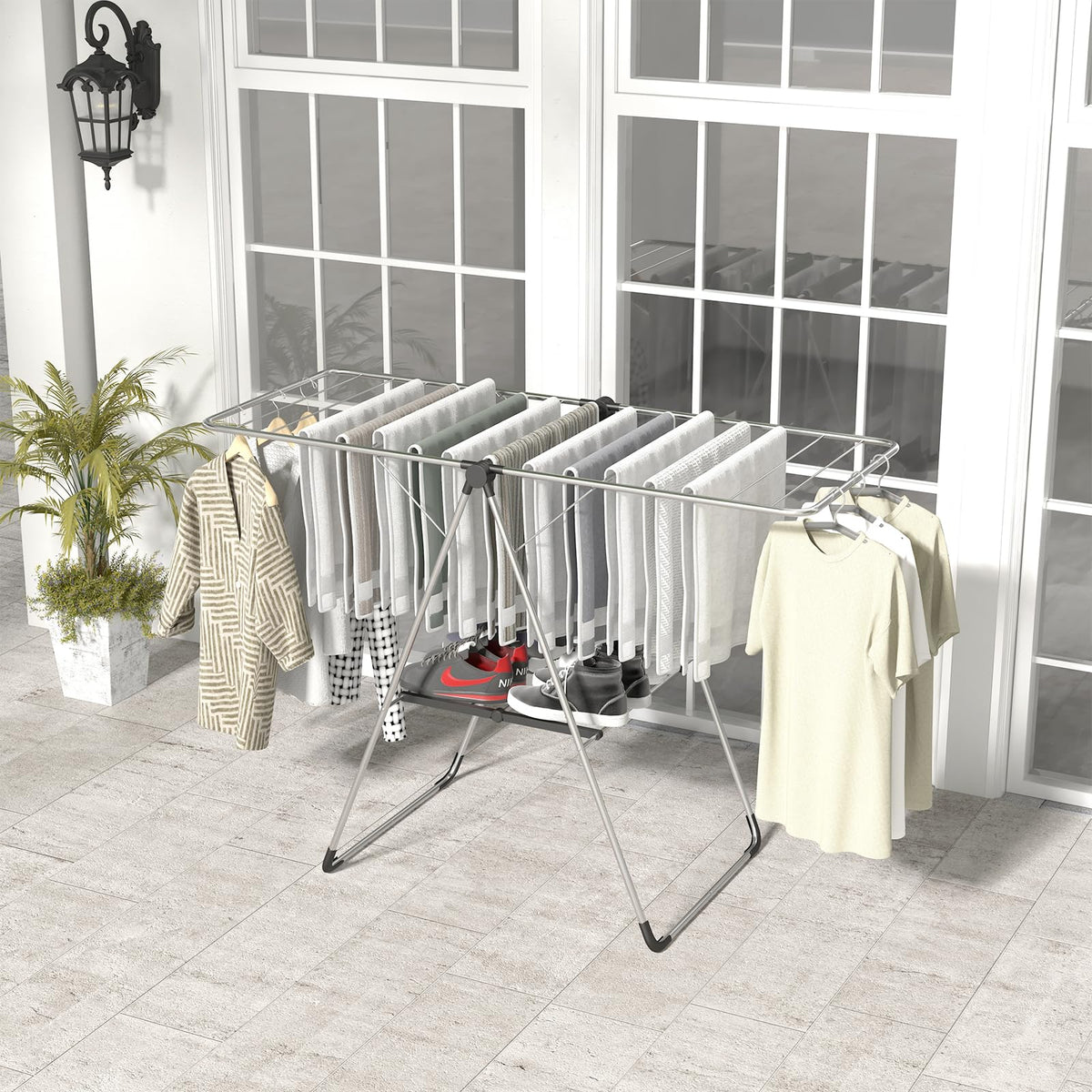 Collapable Drying Rack Tangkula Collapsible Clothes Drying Rack, 2-Level Folding Aluminum Dry ...