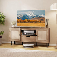 Tangkula Boho TV Stand for 50 55 60 Inch TV 52” Wooden Entertainment Center