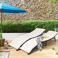 Set of 2 Patio Chaise, Foldable Outdoor Patio Wicker Lounger Chair