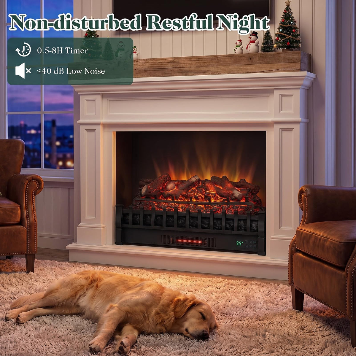Tangkula 30" WiFi Fireplace Insert Lemonwood Set with Cracking Sound