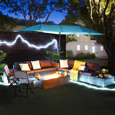 10 Pieces Patio Rattan Conversation Set, Patiojoy Outdoor Wicker Furniture Set