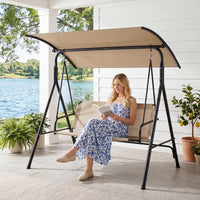 Tangkula 3 Seat Outdoor Patio Swing Chair with Breathable Mesh Fabrics