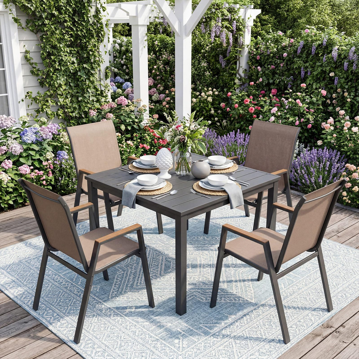 Tangkula Stackable Patio Chairs(4/8)