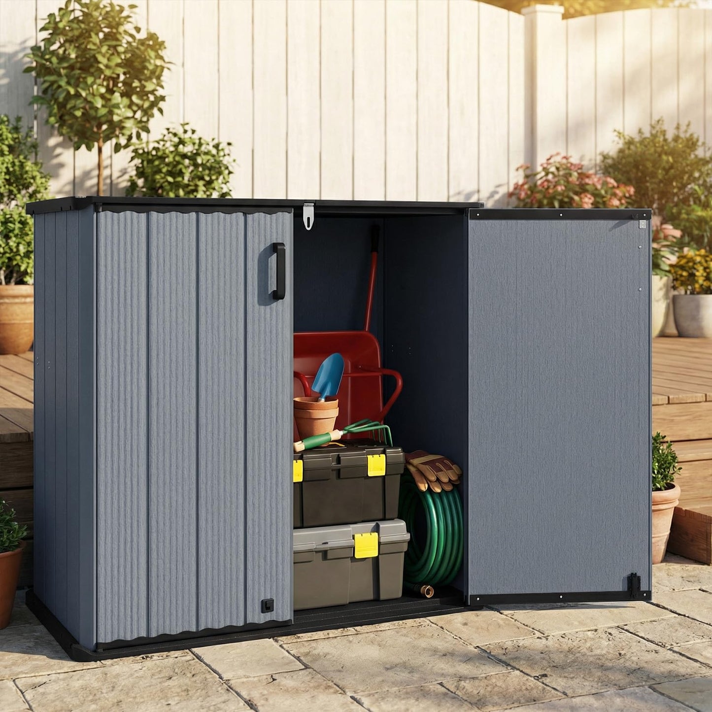 Tangkula 23.5 Cu.ft Outdoor Storage Shed with Floor & Lockable Door