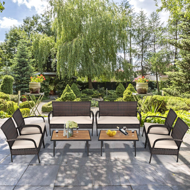 4/8 PCS Patio Rattan Furniture Set, Outdoor Conversation Set