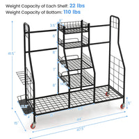 Tangkula Golf Bag Storage Rack for Garage, Heavy Duty Metal Double Golf Bag Storage Rack with Removable Golf Club Stand