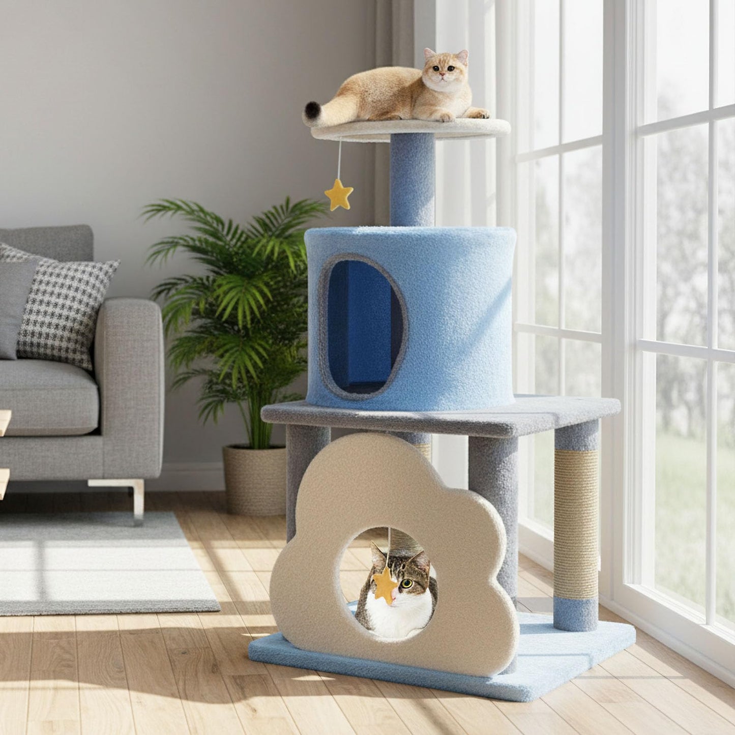 Tangkula 31.5 Inch Multi-Level Cat Tower with Jute Scratching Posts
