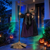 Tangkula 6.6 FT Halloween Animatronics Flying Witch on Broom Decorations