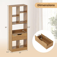 Tangkula 51” Tall Open Bookcase with Drawer 7-Cube Display Storage Cabinet(1/2)