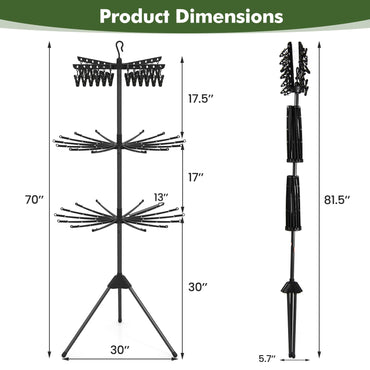 Tangkula 70"H 3-Tier Portable and Foldable Drying Rack with 32 Rods
