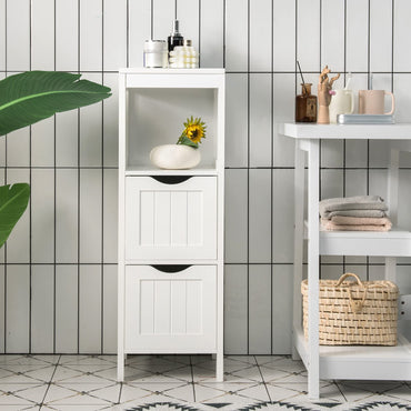 Side Floor Cabinet with 2 Switchable Drawers - Tangkula